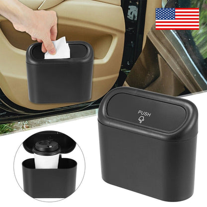 Mini Car Trash Can Bin with Lid Car Garbage Trash Can Storage Car Accessories